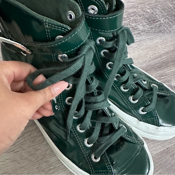 ALEXA CHUNG x Superga Patent Leather High Top Sneakers In Forest Green Size 7.5 - Picture 7 of 14